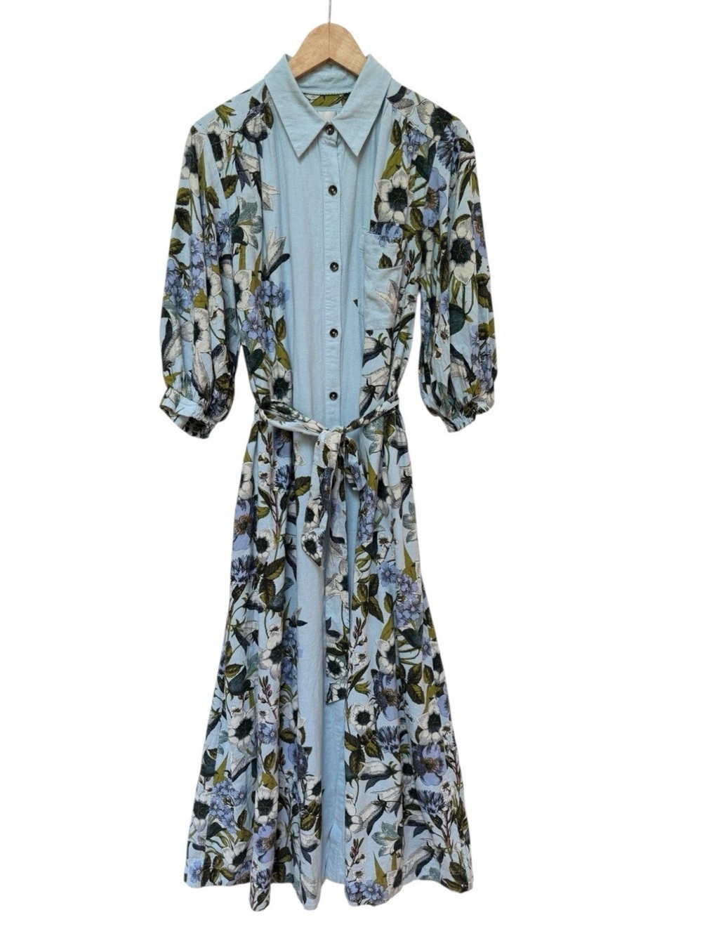 Anthropologie Maeve The Mona Linen Shirt Maxi Dress Sz Medium - Picture 4 of 8
